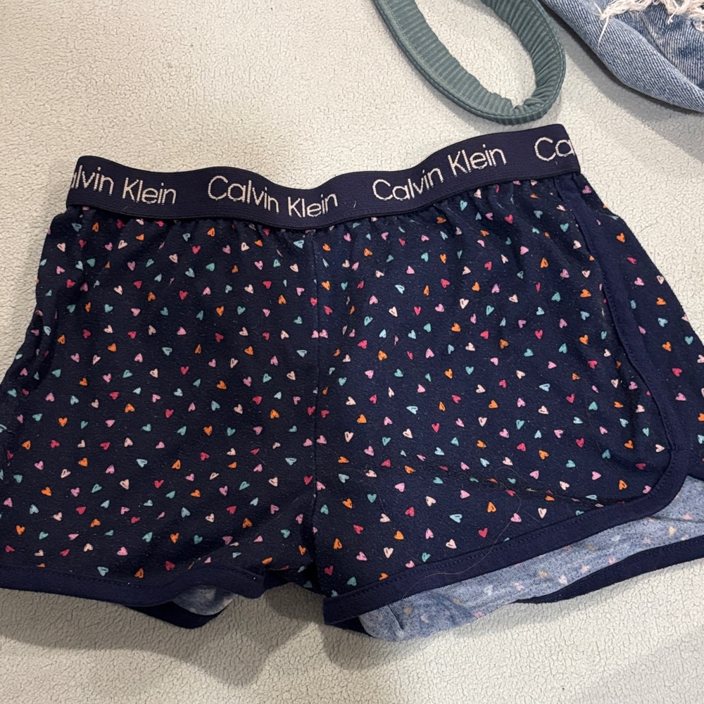 Calvin Klein Dark Blue Shorts with Multicolor Triangle Design